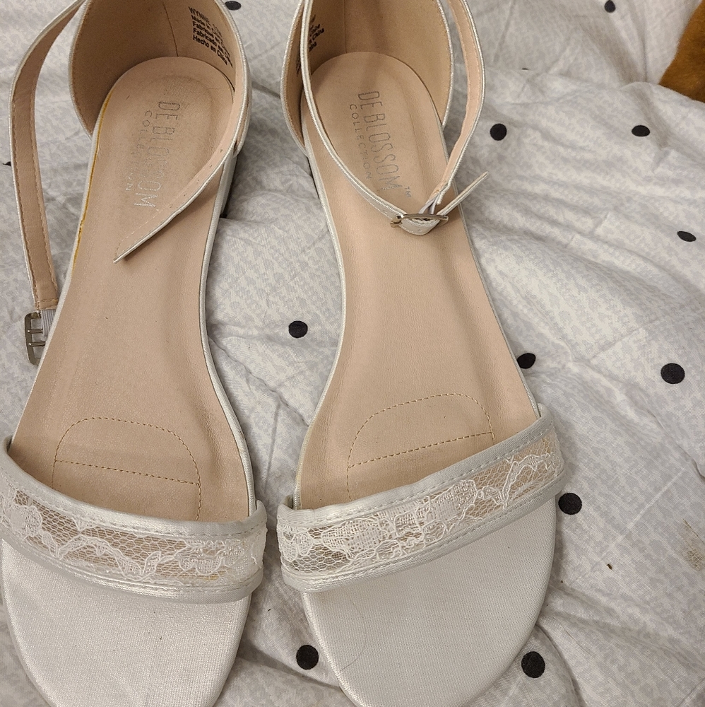White flat wedding shoes